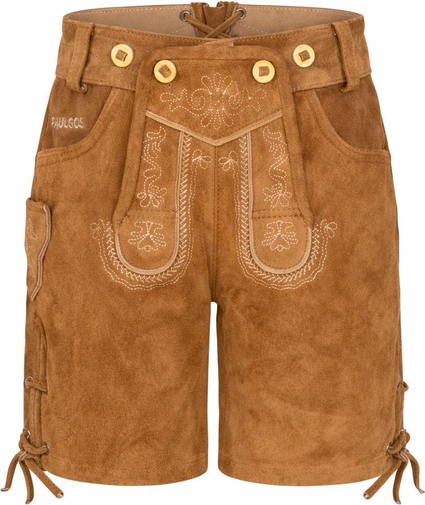PAULGOS Kinder Trachten Lederhose Kurz - KK1 - Echtes Leder - Größe 86 - 164