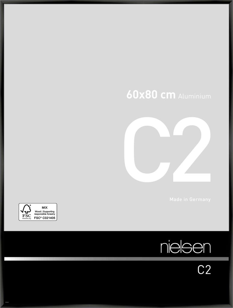 nielsen Aluminium Bilderrahmen C2, 60x80 cm, Eloxal Schwarz Glanz