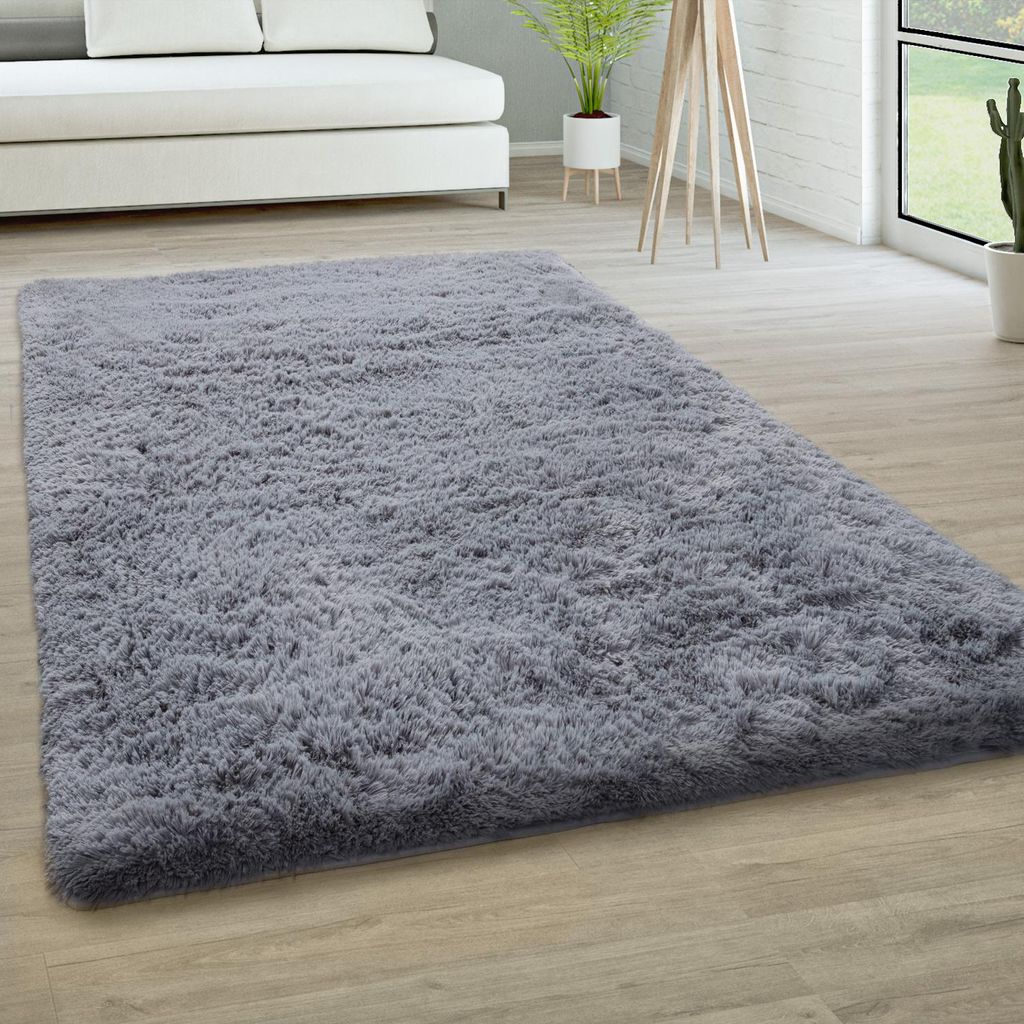Hochflor Teppich Wohnzimmer Fellteppich Kunstfell Shaggy Produktbild 