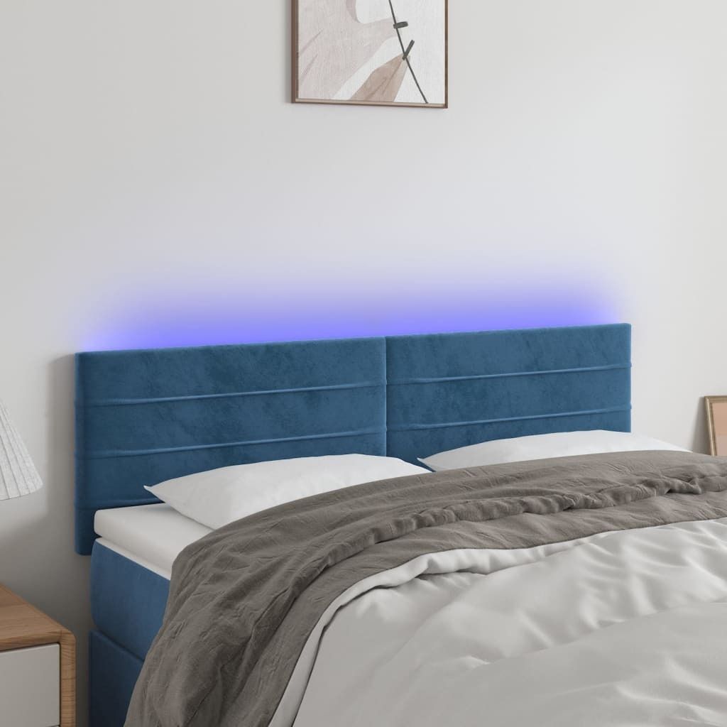 Maison Exclusive - LED Kopfteil Dunkelblau 144x5x78/88 cm Samt