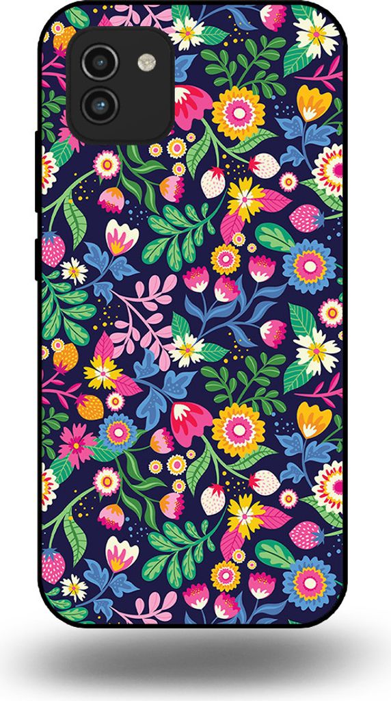 Smartphonica Handytasche passend für Samsung Galaxy A03 mit Blumendruck - TPU Back Cover Case Blumendesign