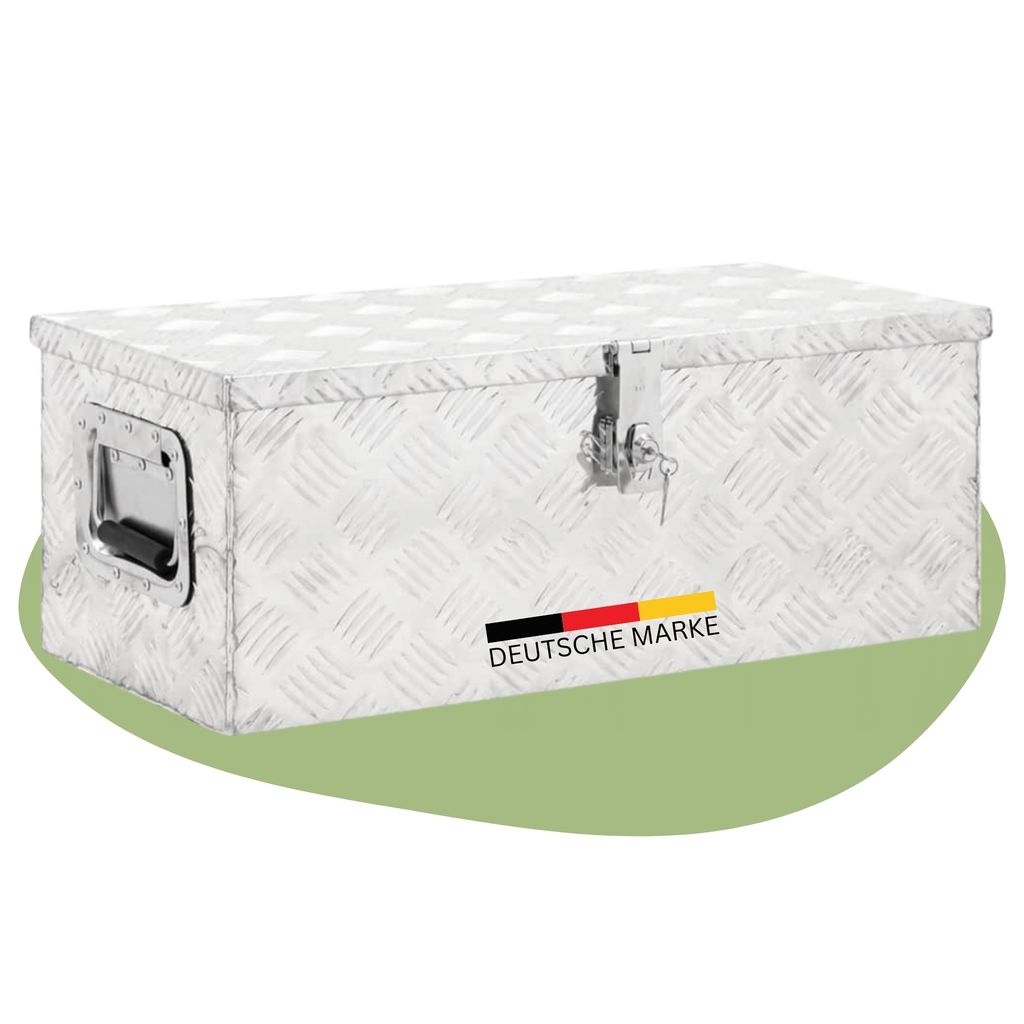 DELUKE Aluminiumbox mit Deckel - Abschließbar | Alubox Deichselbox Alu Anhängerbox Werkzeugkiste Metall Transportbox Metallkiste, 70x31x27cm Si...