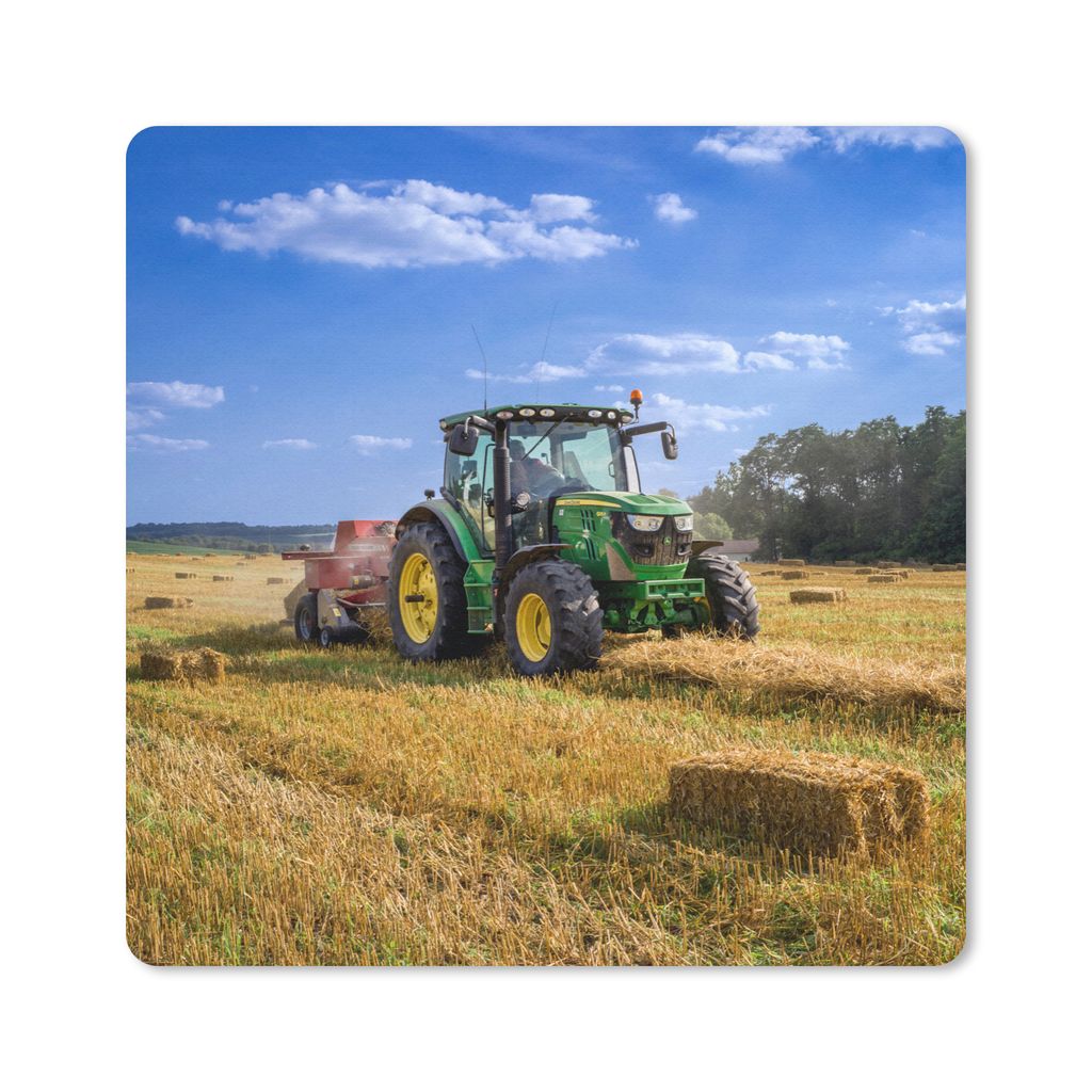 MuchoWow Mauspad Mousepad Traktor - Bauernhof - Heu - Feld - Sonne - Landleben 20x20 cm - Mousepads - Maus Mat - Pad - Mausunterlage - Desk Mat -...