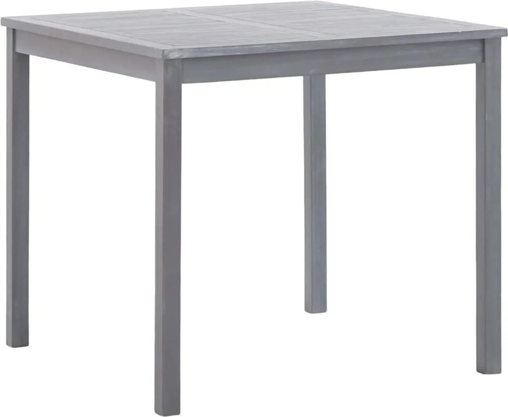 Table de jardin grise 80x80 résistante aux intempéries en acacia massif