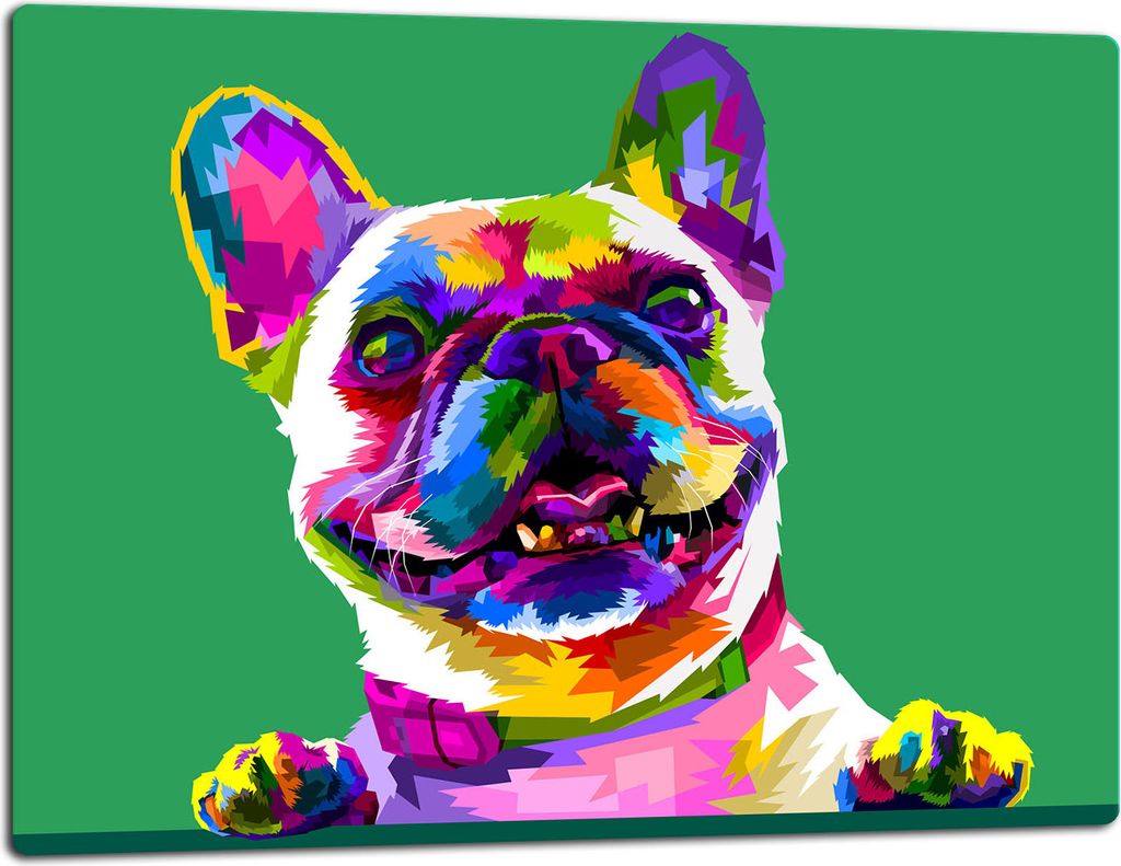 Glasschneidebrett Herdabdeckplatte Glaskeramikkochfeld Universal 52x40 cm Hund Grün