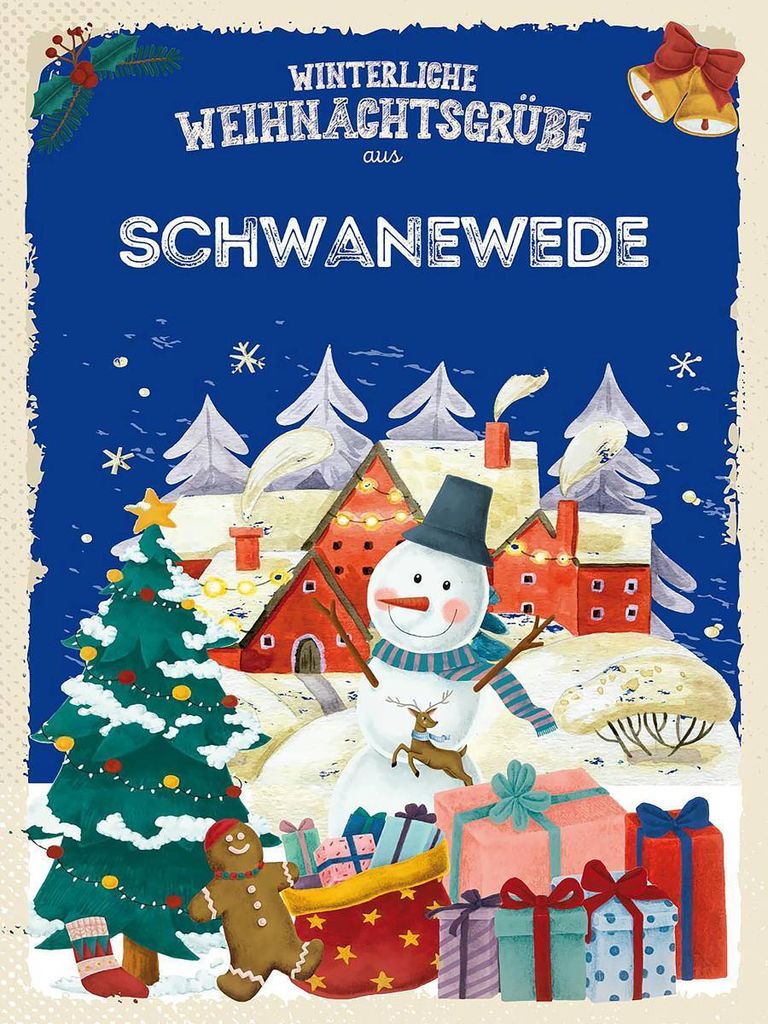 vianmo Holzschild 40x30 cm Weihnachtsgrüße SCHWANEWEDE