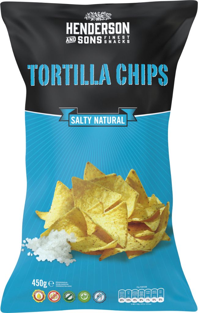 Henderson and Sons Salty Natural Tortilla Chips glutenfrei 450g