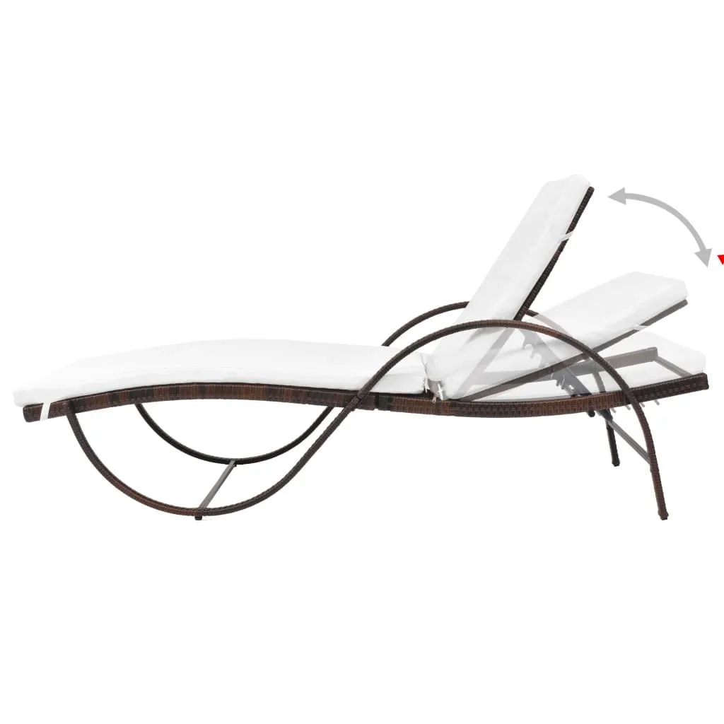 Lit de jardin modulable en poly rotin marron avec tablette intégrée - 4