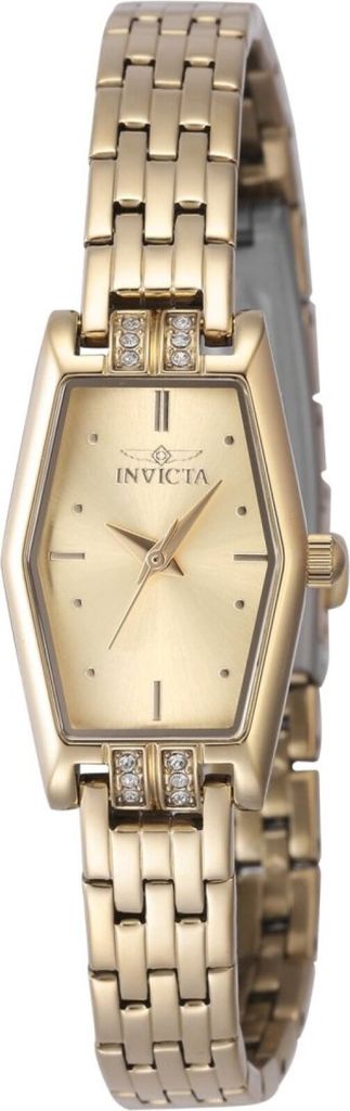 Invicta Angel 48131 Damenarmbanduhr - Quartz Bewegung - Edelstahl mit Goldenem Zifferblatt - 20 mm