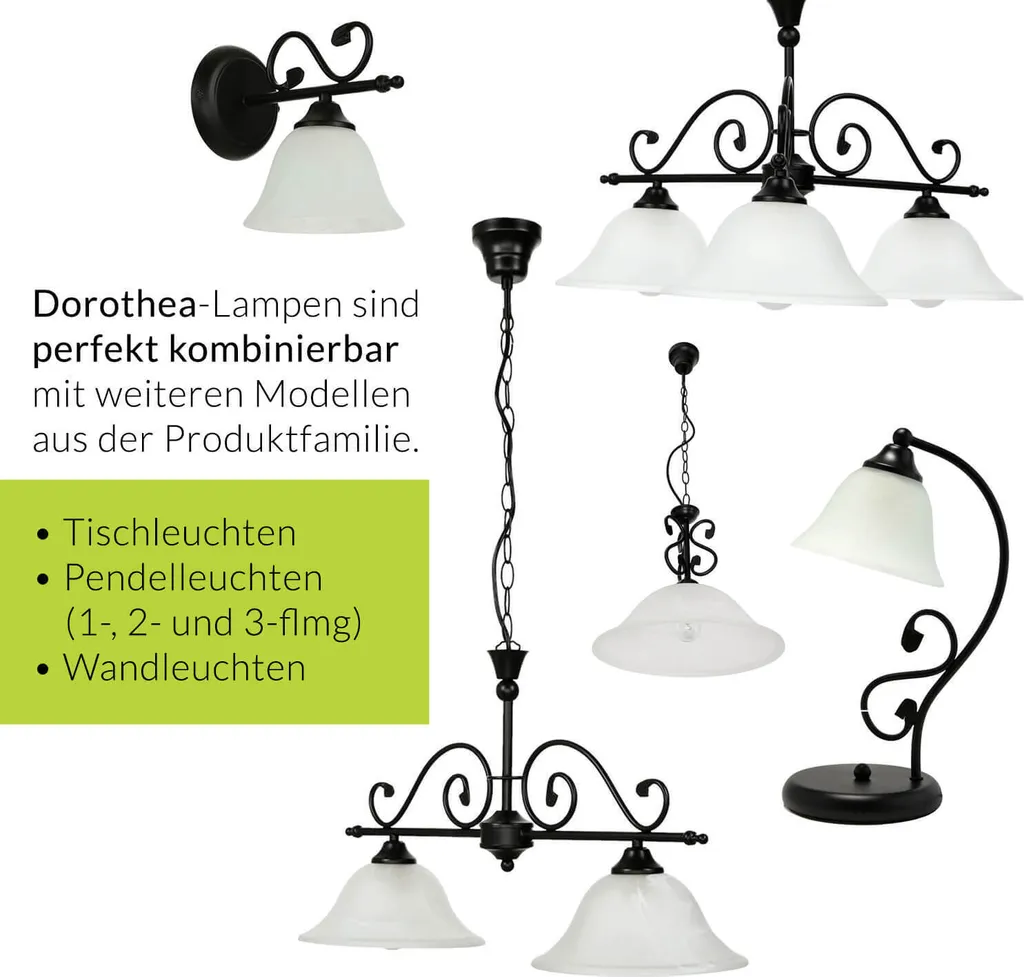 Lustre 2 Spots Rabalux 7777 Dorothea E27 Noir et Blanc Design 72cm - 8