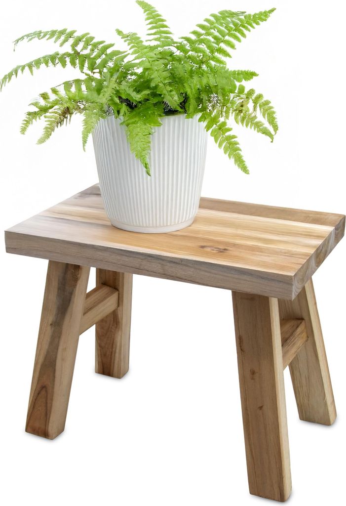 2.03 Teak Holz Hocker / Bank - ca. 31 x 25 x 19 cm - Massivholz Deko - Modell: mittel