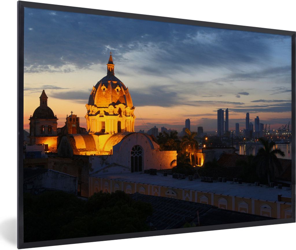 MuchoWow Gerahmtes Poster Beleuchtete Kuppel in Kolumbien 30x20 cm - Poster mit Schwarzem Bilderrahmen Wandposter Rahmen Foto Bilder - Kunstdruck...