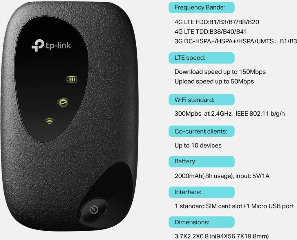 TP-Link WL-Router M7200 4G LTE Mobile (modem) Obrázok produktu 16