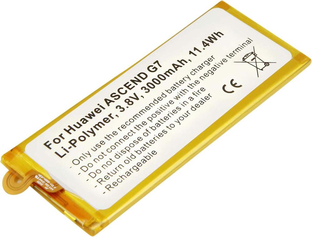 Avizar, Li-Polymer Akku Huawei Ascend G7 3000mAh 3.8V, Weiß / Gelb