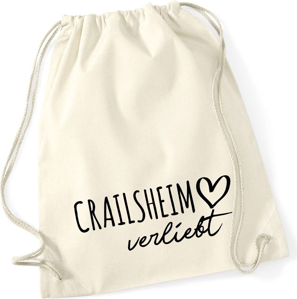 Huuraa Turnbeutel Crailsheim verliebt 12 Liter Natural Baumwolle Rucksack Geschenkidee