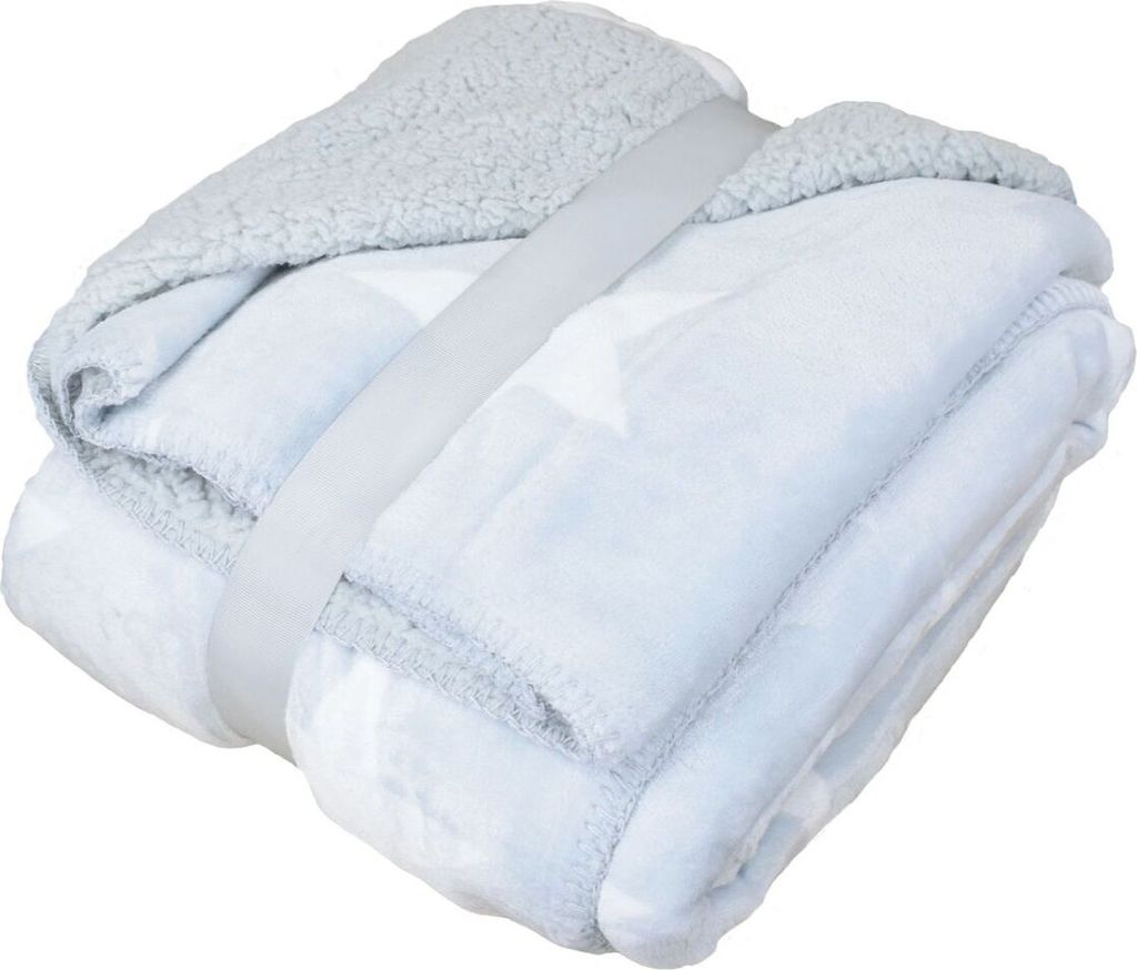 Kuscheldecke mit Flanell und Sherpa 150x200cm mit Sternen in 3 Farben