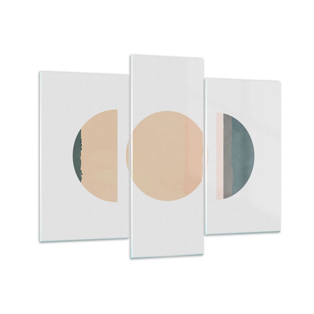 Bilder auf glas - 3 Teile - Abstraktion Rad Halbkreis - 130x100cm - Glasbilder - Wandbilder - Bilder - Wanddekoration aus Glas - Glas Bilder - Wand...