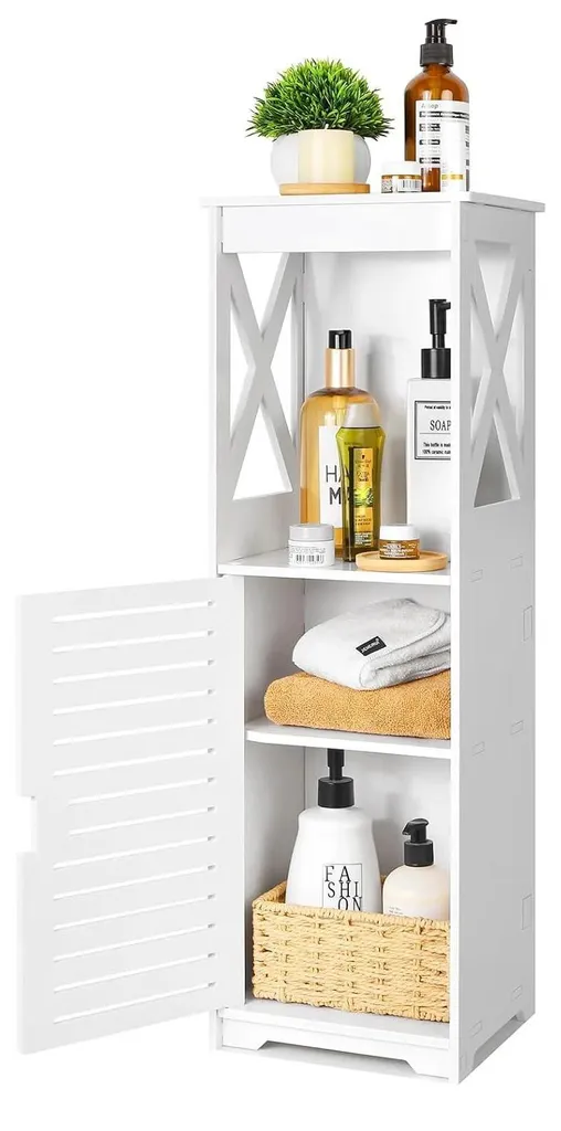 Petit meuble salle de bain gain de place pour rangement WC et douche