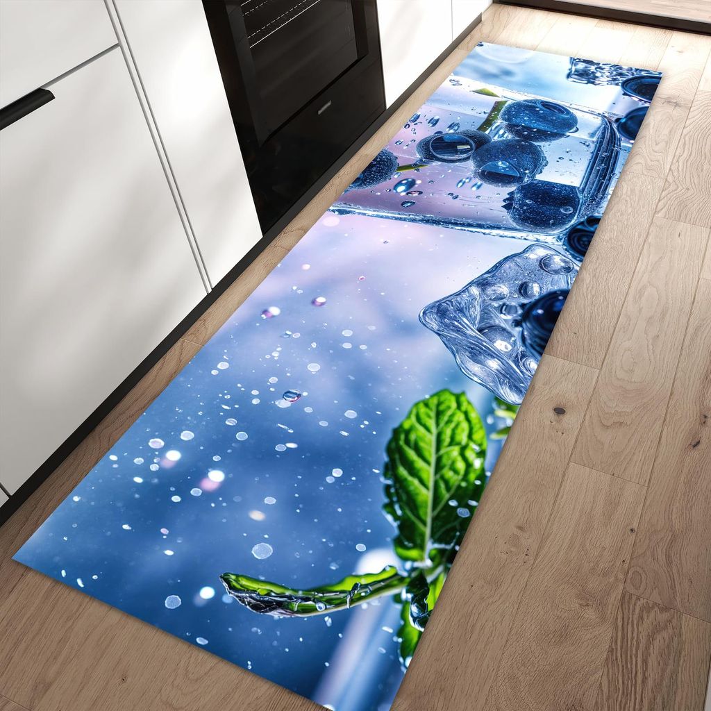 Küchenteppich 60x90cm rutschfest & abwischbar PVC Läufer - Erfrischendes Getränk