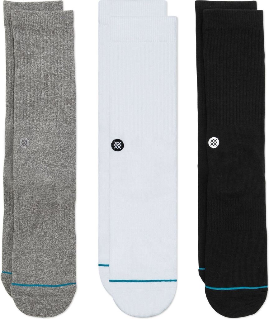 Stance Icon 3 Pack Crew Socken Schwarz Weiss Grau