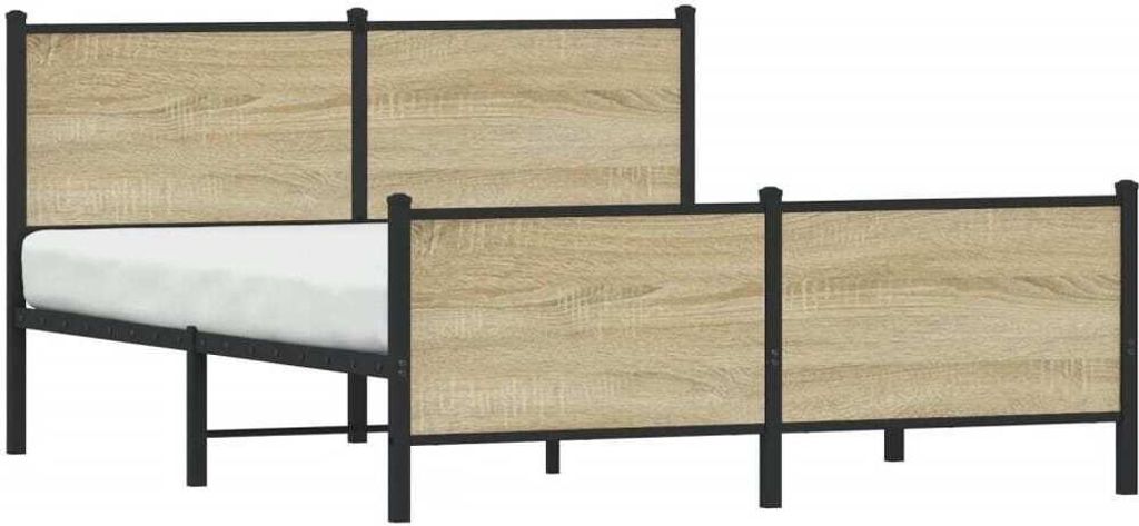 Metallbett ohne Matratze Sonoma-Eiche 140x190 cm