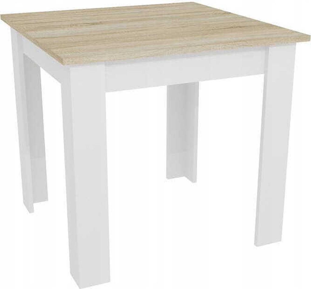 Bílý jídelní stůl s deskou v dekoru dub sonoma MADO 80x80 Obrázek produktu 