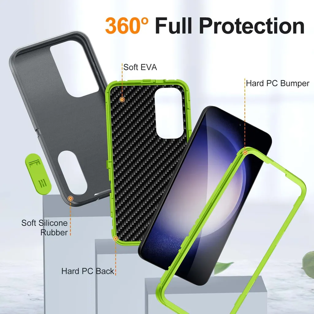 Custodia per Samsung Galaxy S25 ibrida a tre strati antiurto protettiva con supporto Grigio - 3