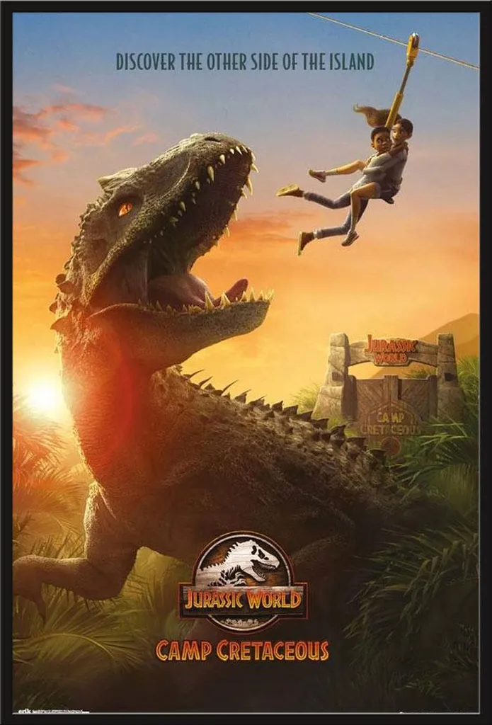 Cadre interchangeable Shinsuke et affiche Jurassic World vitre en acrylique
