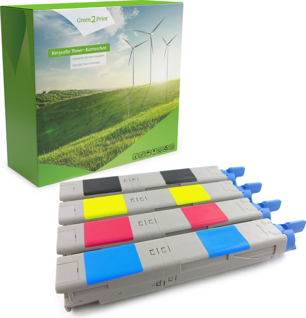 Green2Print Toner Toner-Set, 4 Kartuschen 4x 2500 Seiten passend für OKI MC350, MC360, C3300N, C3400N, C3450, C3520MFP, C3600