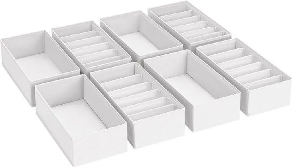 Lot de 8 rangements tiroirs blancs 30x15x9 cm pour vêtements d'enfant