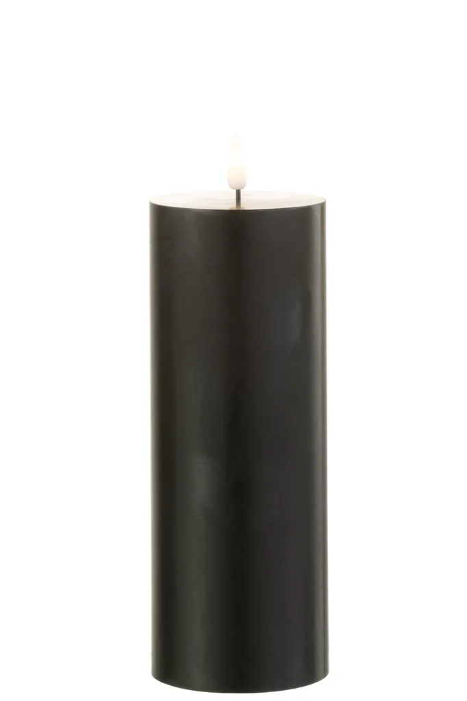 Bougie LED Noir Large J-Line - Bougie Cylindrique Effet Flamme Réelle