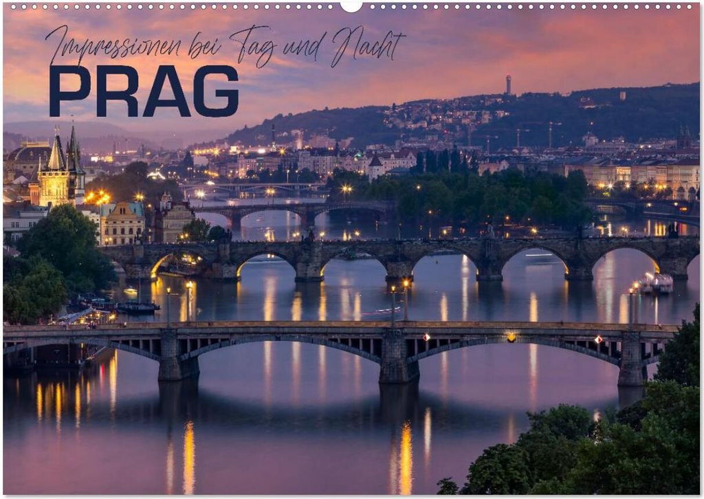 PRAG Impressionen bei Tag und Nacht (Wandkalender 2026 DIN A2 quer), CALVENDO Monatskalender