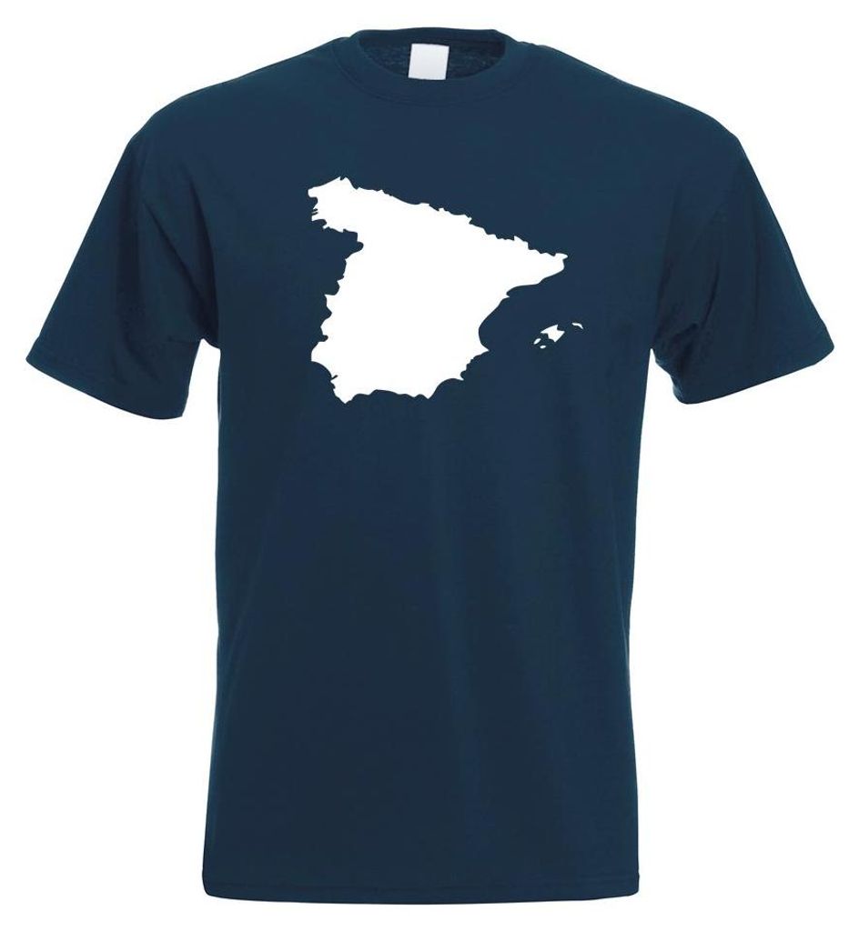 Kiwistar - T-Shirt - Navy - Spanien Umriss Kontur Herren Funshirt Bedruckt Design Sprüche Spruch Motive - mit Motiv Bedruckt - Funshirt Design - S...