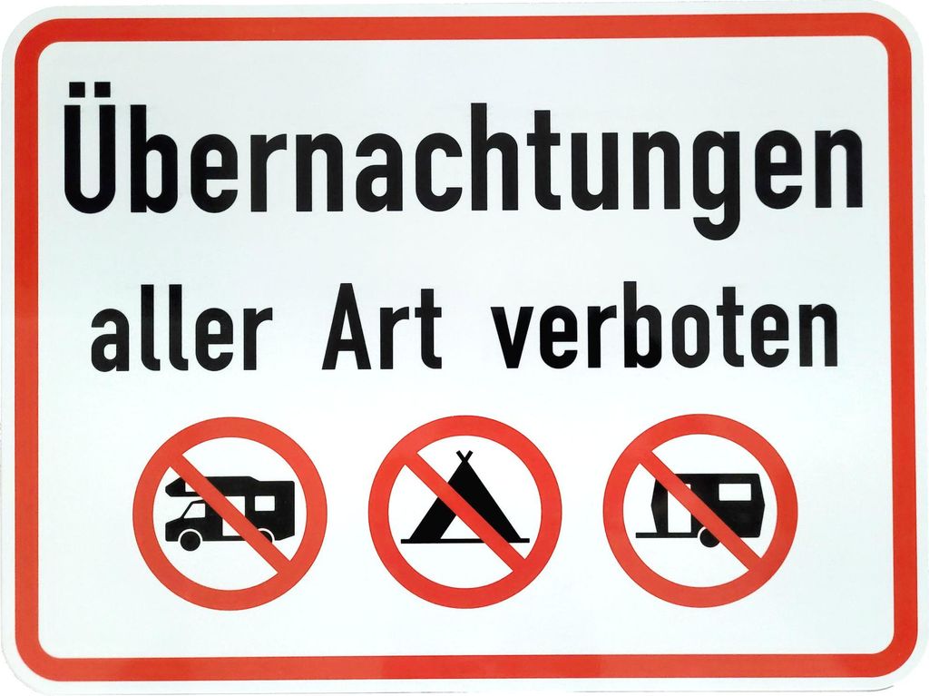 Original Verkehrszeichen 1000- mit Sondersymbol Übernachtungen aller Art verboten Verkehrsschild Schild Schilder Straßenschild Hinweisschild Verb...