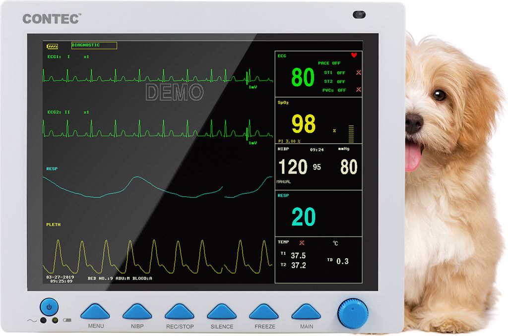 CMS8000VET Veterinärpatient Monitor Tier Vitalzeichen ICU Maschine EKG NIBP SPO2 RESP TEMP 12.1"