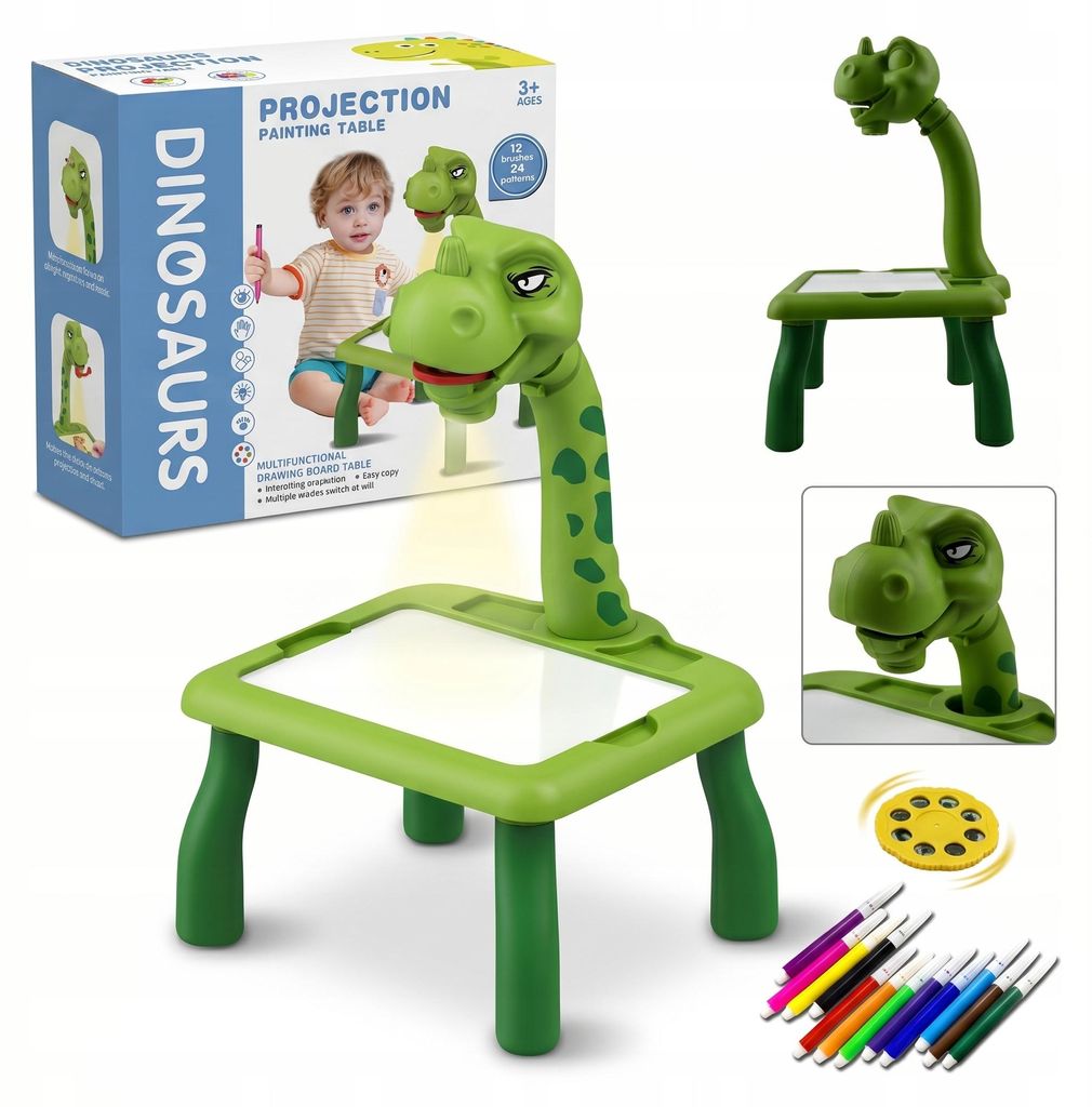 Dinosaurier Zeichenprojektor Tisch mit 24 Motiven & 12 Produktbild 