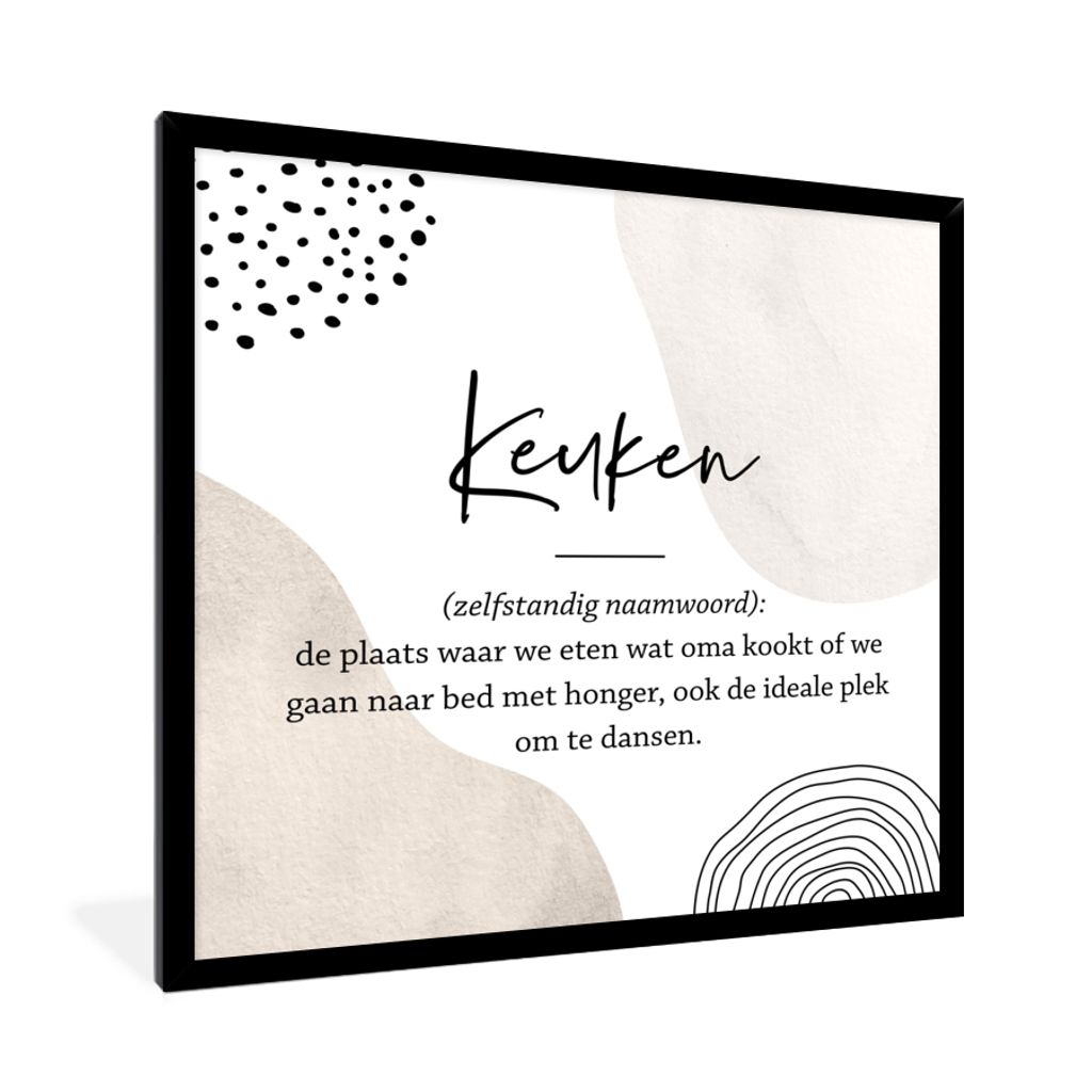 MuchoWow Gerahmtes Poster küche - vater - sprichwörter - küchen-definition - zitate - Wörterbuch 40x40 cm - Poster mit Schwarzem Bilderrahmen...