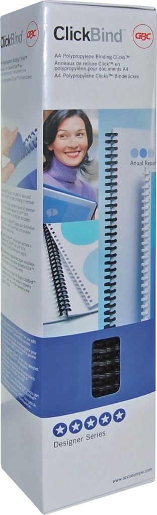 Binderücken ClickBind A4 12mm PP schwarz VE=17x50 Stück