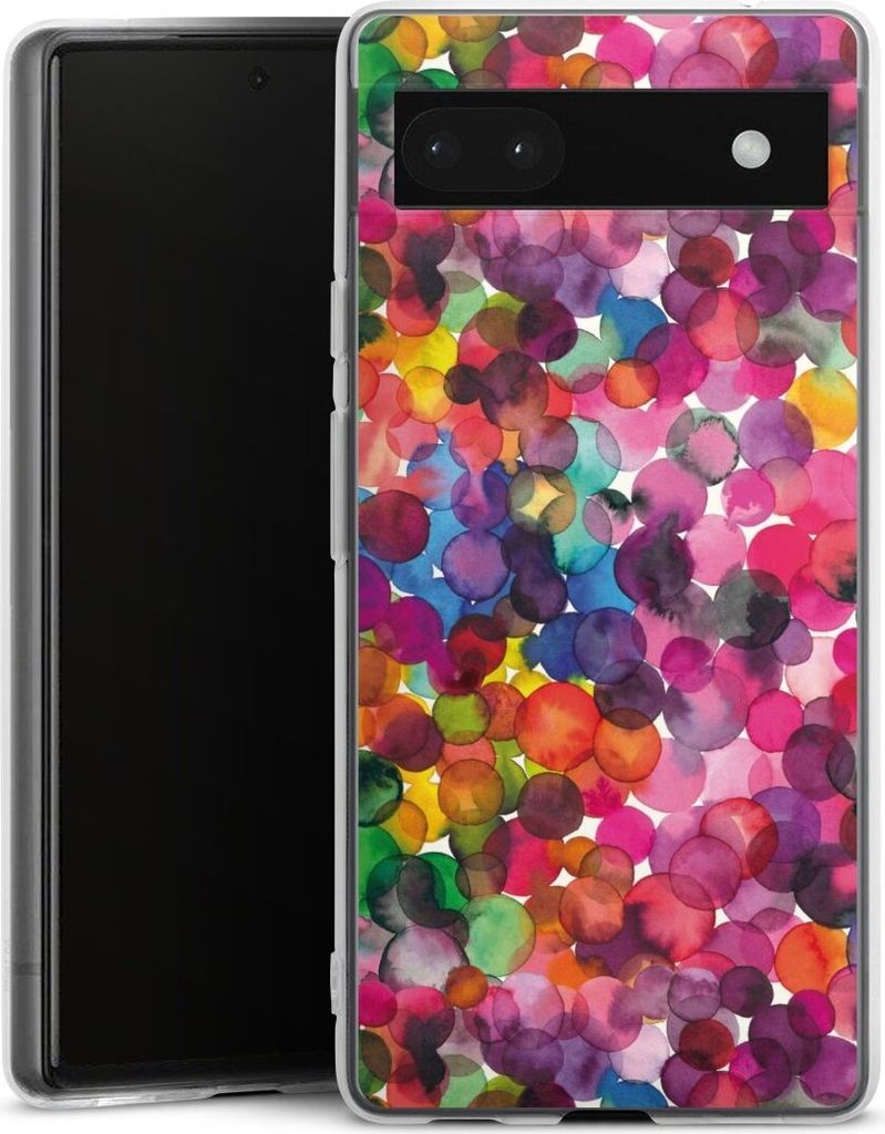 DeinDesign Handyhülle für Google Pixel 6a Silikon Hülle Case Smartphone Schutzhülle Punkte Wasserfarbe bunt