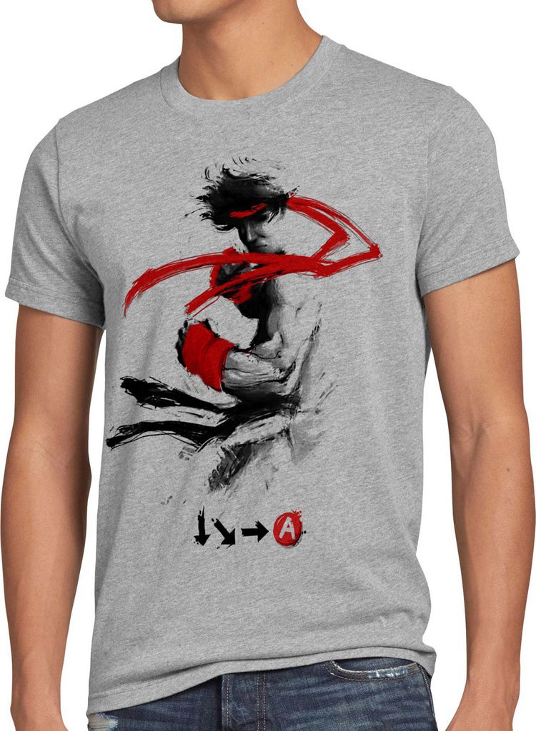 style3 Childhood Hero Fighter T-Shirt Herren final snes ps ps2 street beat em up arcade