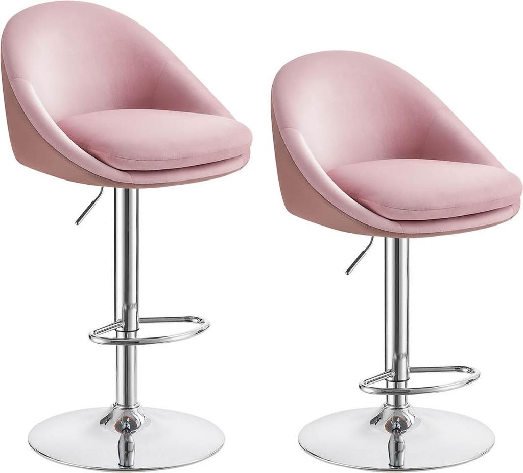Barhocker-Set, 2er-Set, höhenverstellbar, pastellrosa-silbergrau