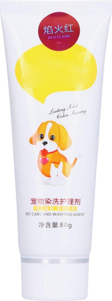 Haustier-DIY-Haarfärbe-Färbecreme, temporärer Hund, ungiftiges Färbe-Pflegewerkzeug, 80 g (rot)