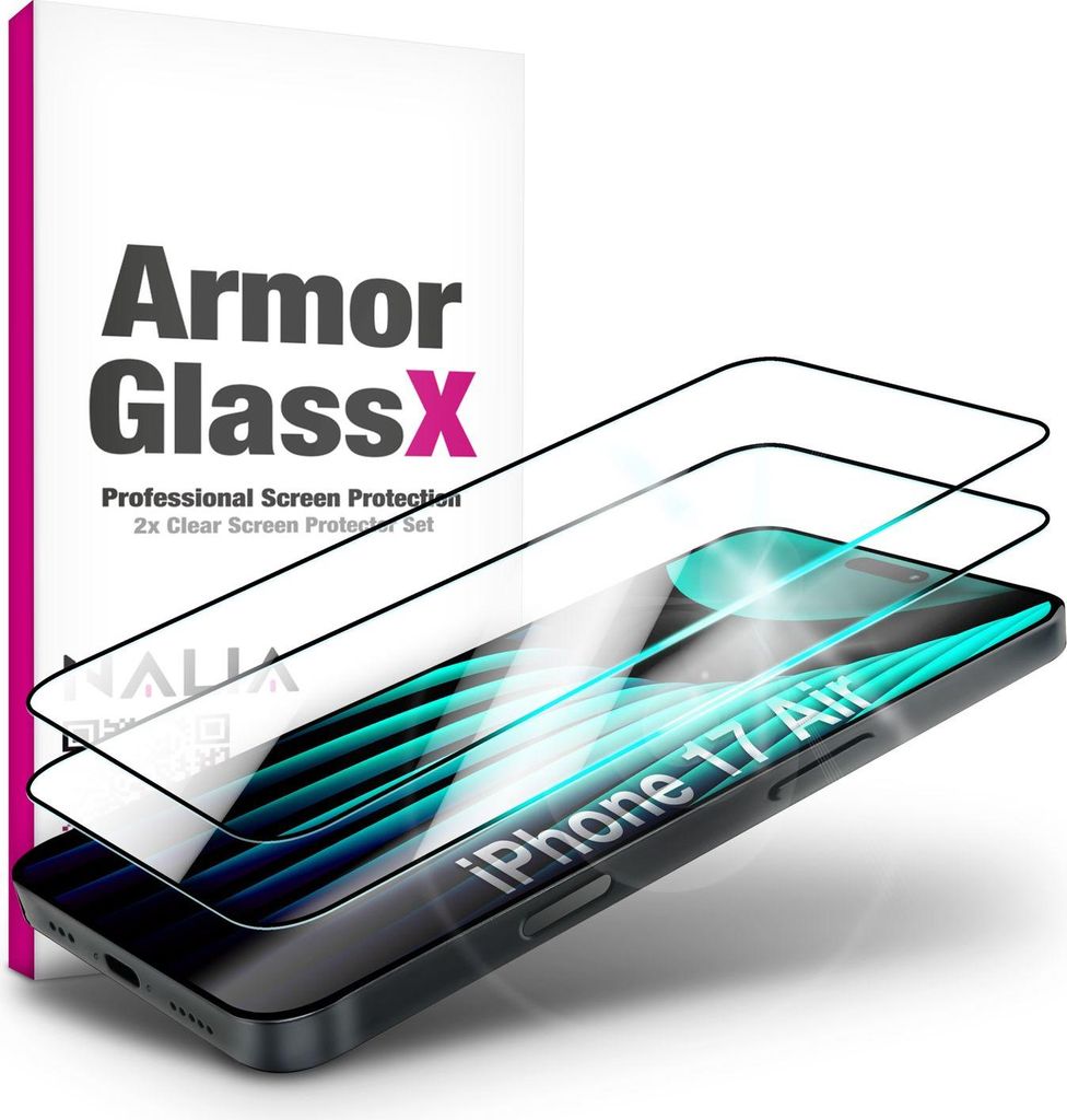 2x Schutzglas "ArmorGlassX" für Apple iPhone 17 Air - Display Glas / Extrem Klar / Brillante Farben / Case Friendly - Transparent / schwarzer Rand
