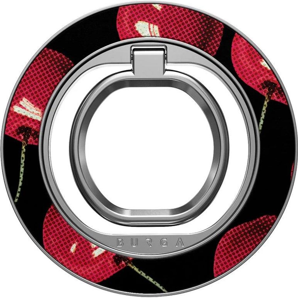 Finger-Magnet-Halterung / Ständer, Burga Cherrybomb, Schwarz mit Kirschmuster