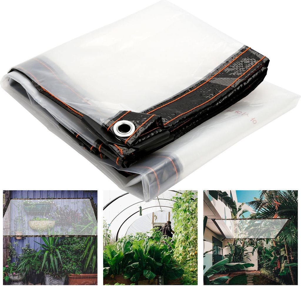 TolleTour Wasserdichte Transparente PVC Plane mit Ösen, wetterfeste Plane strapazierfähige Vordächer Faltbar,2 × 3M Regenschutz Abdeckplane fü...