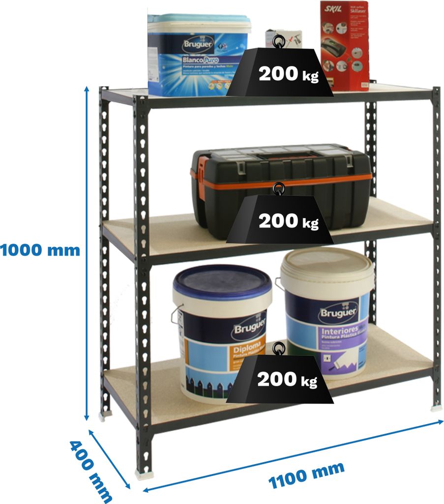 MADERCLICK SUPERPLUS 3/400 1000 Metallregal ANTRACITE/MAD