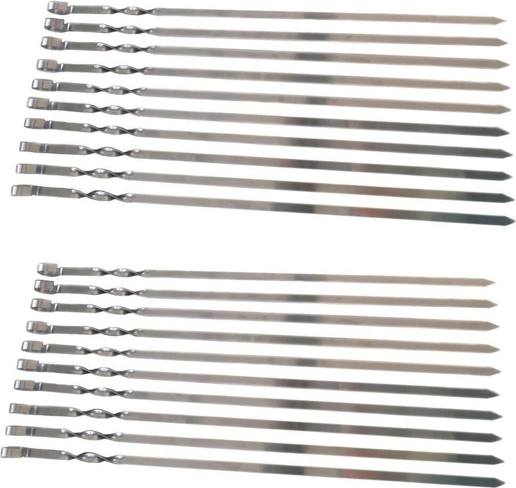 20 Grill-Spieße aus Edelstahl 60cm -1cm Breit - solide 2mm Produktbild 