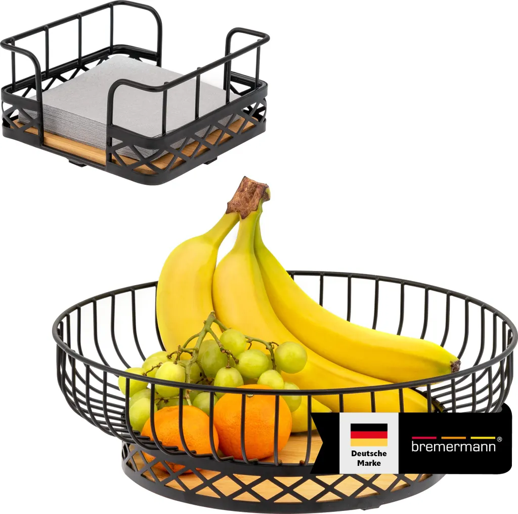 Corbeille à fruits et à pain moderne avec support serviettes assorti