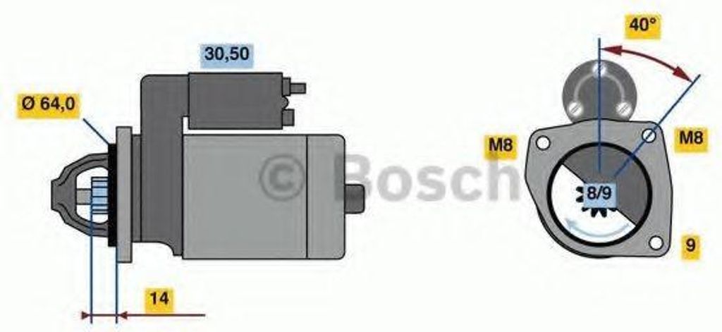 BOSCH 0 986 019 301 Starter Anlasser 0,8kW für VW Kaefer Typ 1 12V