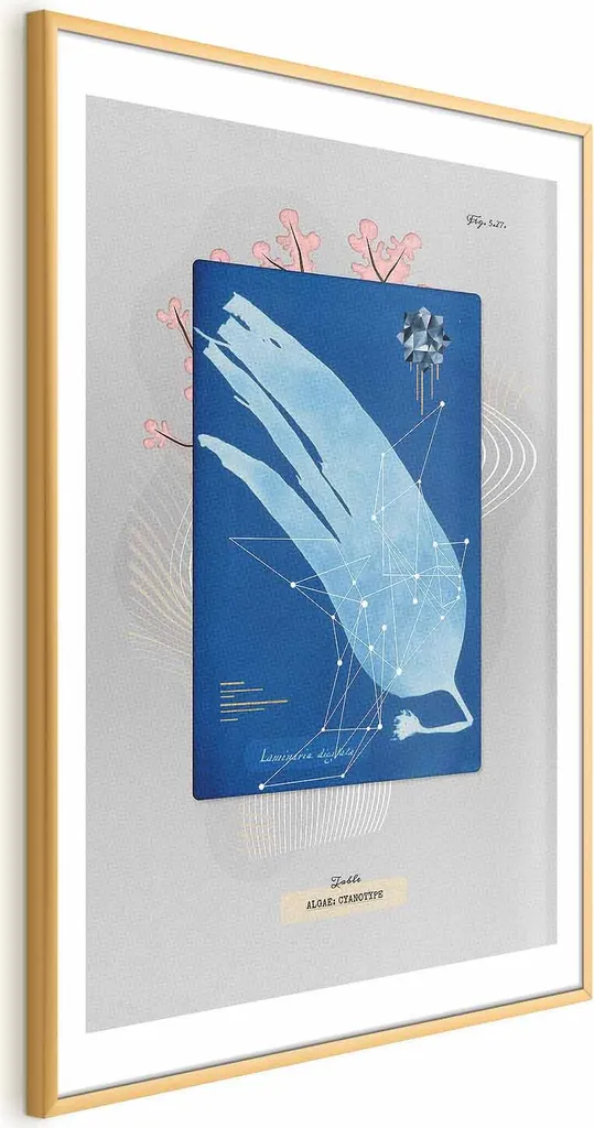 Poster Alghe 60x90 Cornice Oro e Margine - Un Pezzo di Oceano in Casa